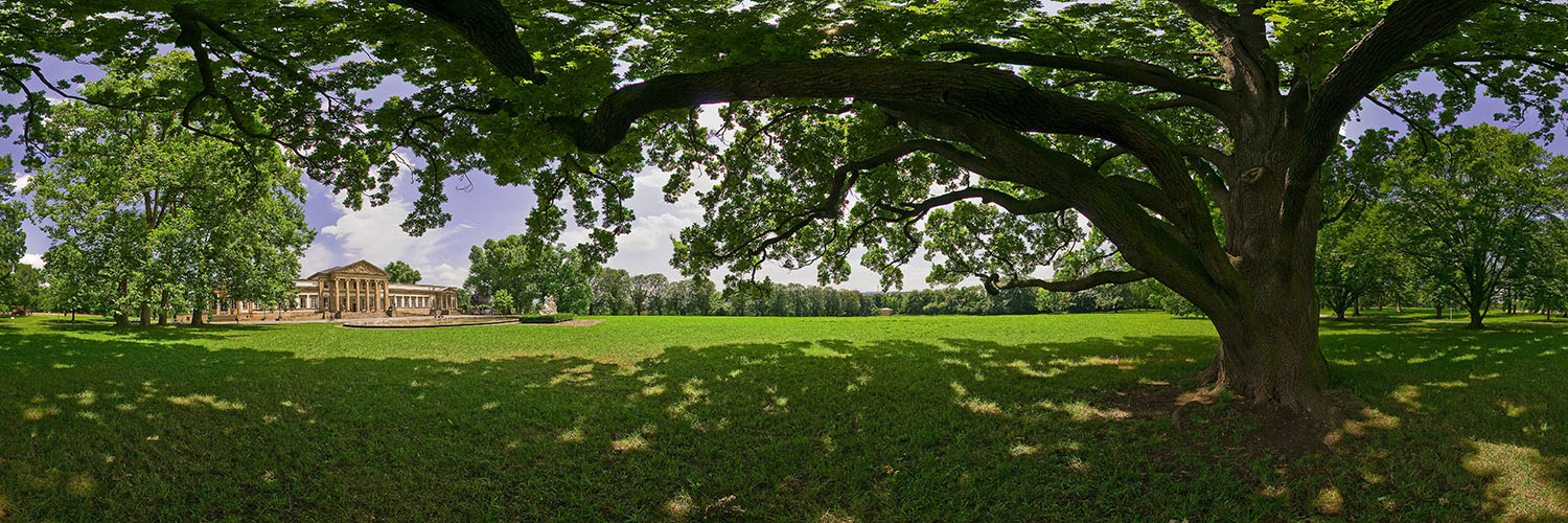 360°-Panorama im Rosensteinpark mit dem Schloss Rosenstein in Stuttgart