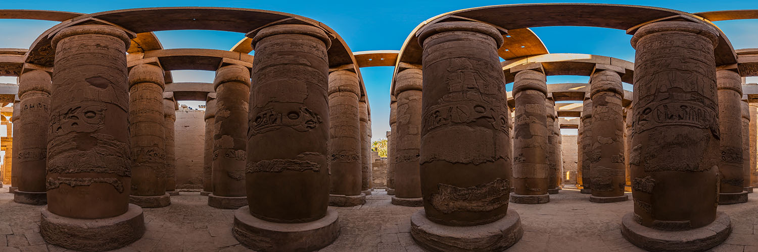 360°-Panorama in der Großen Säulenhalle des Karnak-Tempels in Luxor (Ägypten) - Bild 2