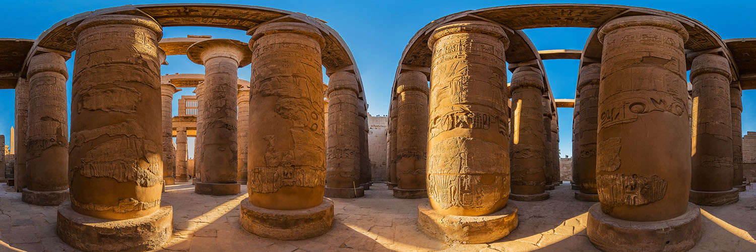 360°-Panorama in der Großen Säulenhalle des Karnak-Tempels in Luxor (Ägypten) - Bild 3