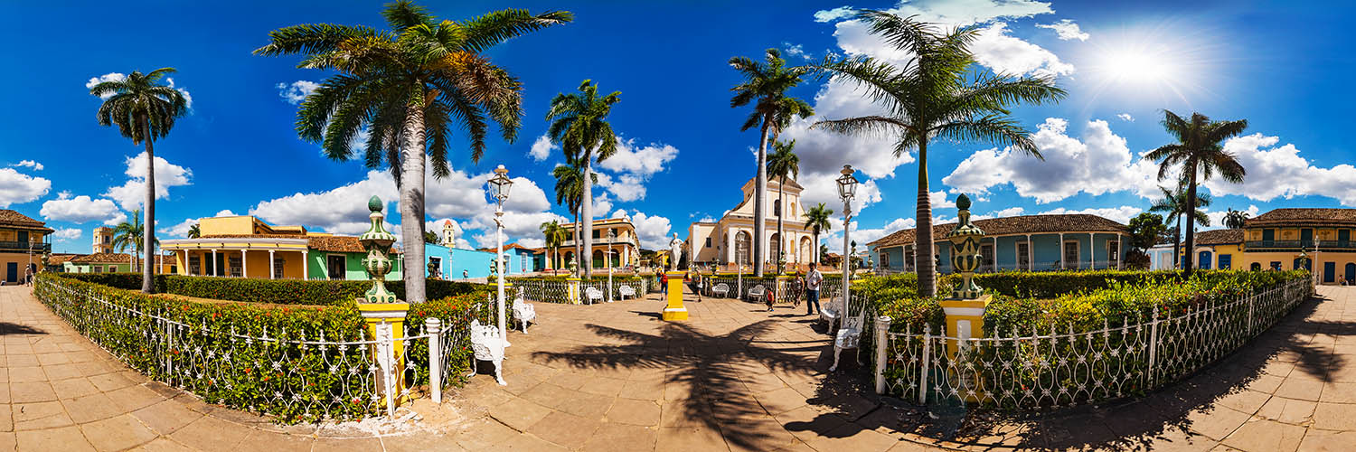 360°-Panorama auf dem Plaza Mayor in Trinidad auf Kuba